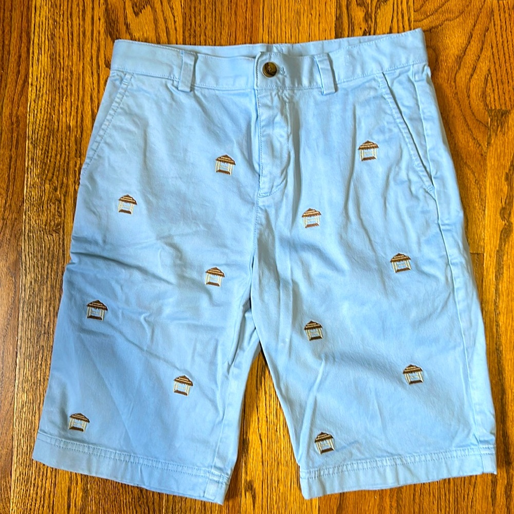 Brooks Brothers blue shorts with tiki huts